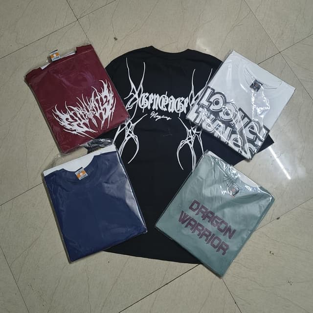 Various - Black, White, Red Wine, Navy Blue, and Green-Grey T-shirts