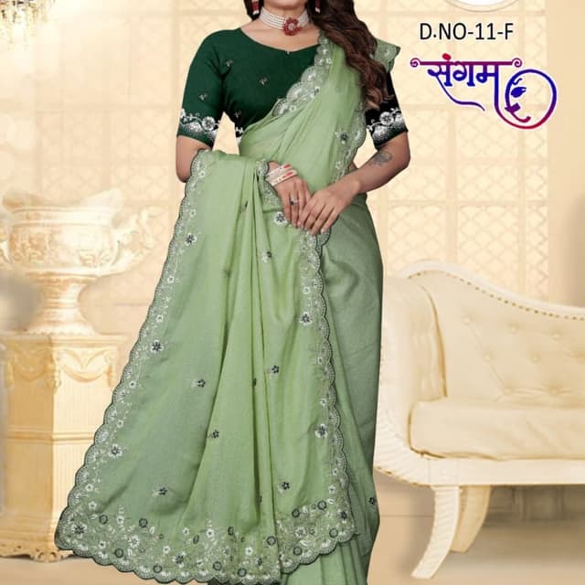 Green and Dark Green Saree