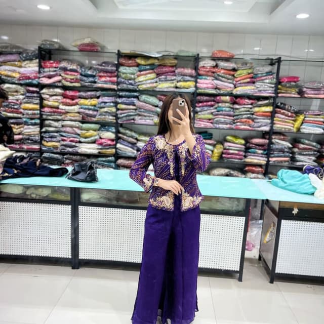 Purple, Gold Kurti with Palazzo