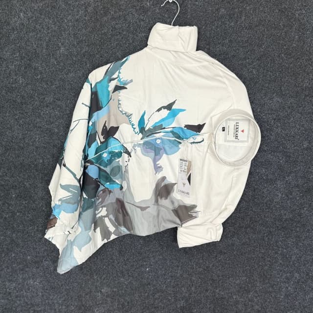 White, Teal, Blue, Gray, Brown Shirt