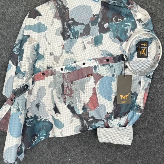 Blue, White, Gray, Burgundy Shirt