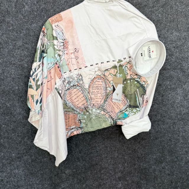 Off-white, Pastel Pink, Green, and Earthy Tones Shirt