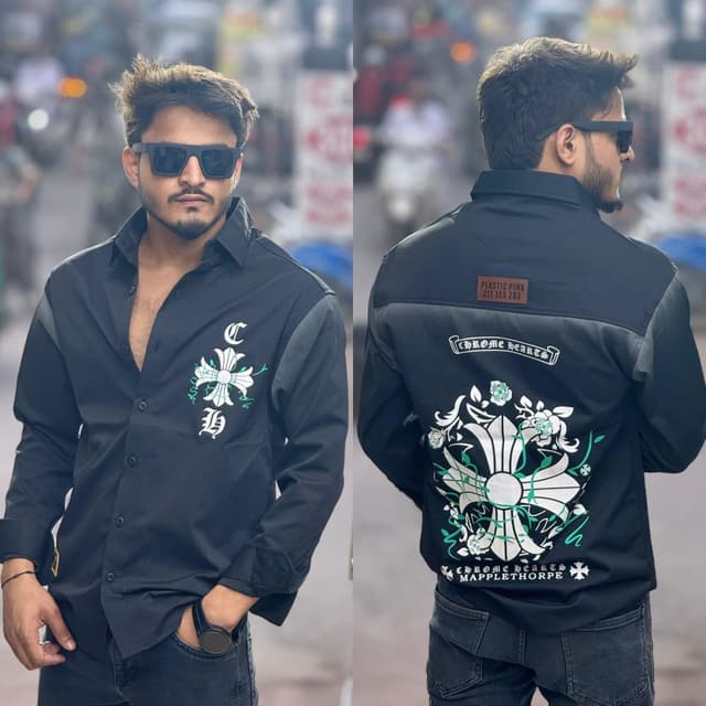 Black, Gray, White, Mint Green Shirt/Jacket