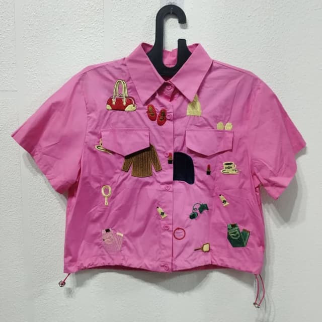 Pink with multicolor embroidery Shirt