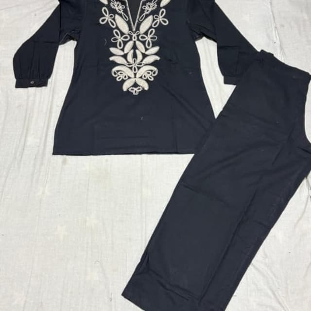 Black and White Kurta and Pant Set