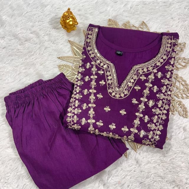 Purple and Gold Kurta Set
