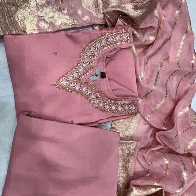 Pink and Gold Salwar Kameez Set