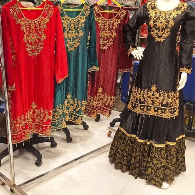 Red, Green, Maroon, and Black with Gold Long Kurtis and Dress