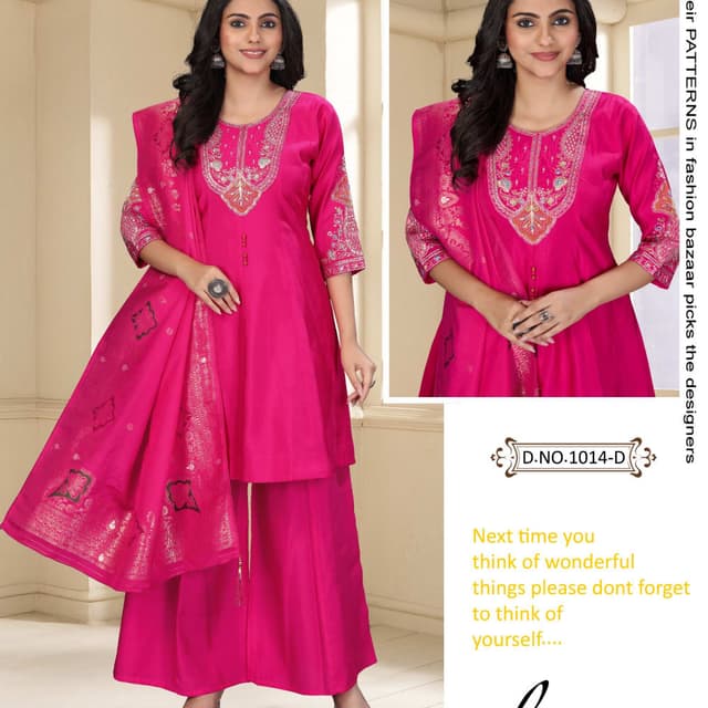 Magenta, Gold, Green Palazzo Suit Set