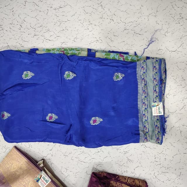 Blue, Green, Pink, Gold Saree