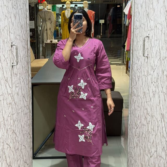 Magenta Kurta with Pant Set