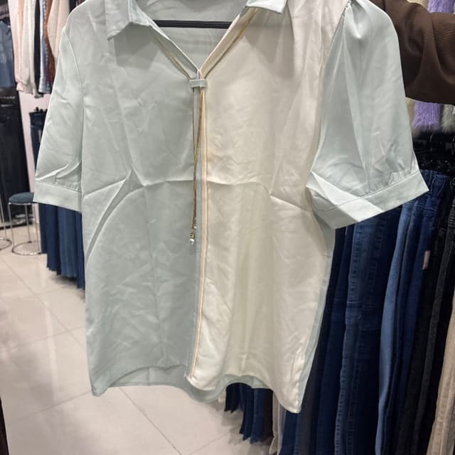 Light Green and Off-White Shirt