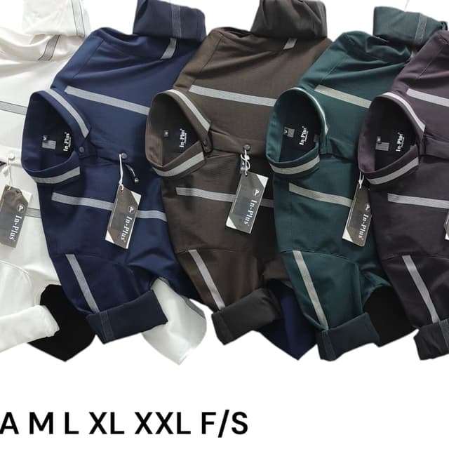 Navy Blue, Brown, and Teal with white stripes Shirt