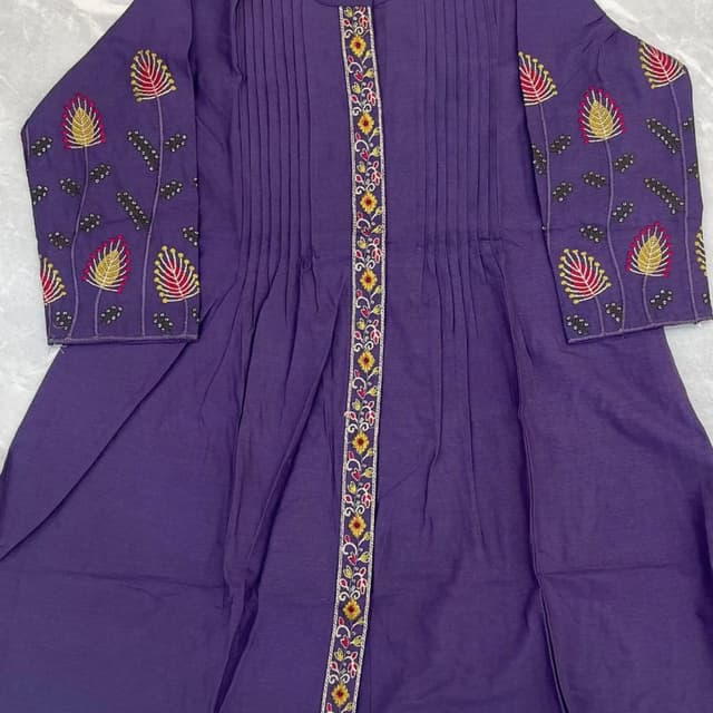 Purple with multi-color embroidery Tunic/Kurti