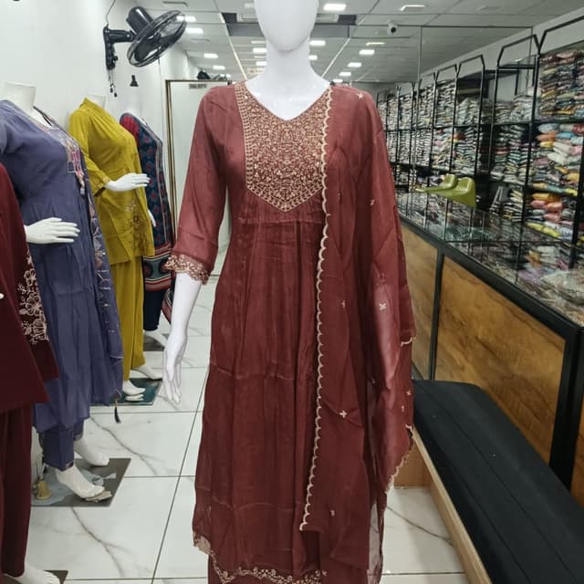 Maroon and Gold Salwar Kameez