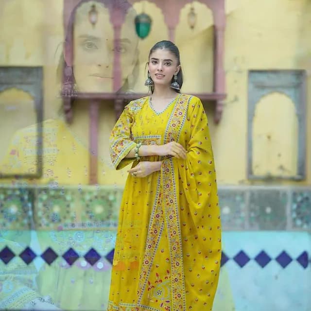 Yellow, Red, Green, and Blue Salwar Kameez with Dupatta