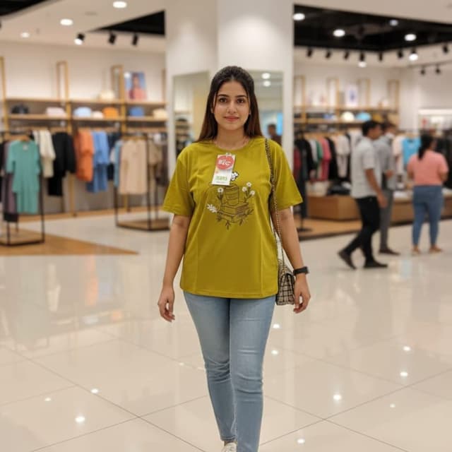 Green and Light Blue T-shirt and Jeans