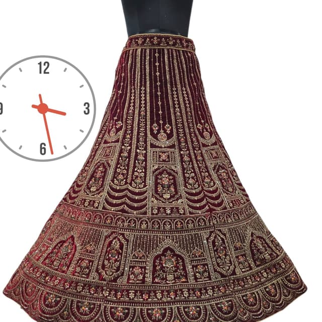 Burgundy, Gold, and hints of multicolor Lehenga