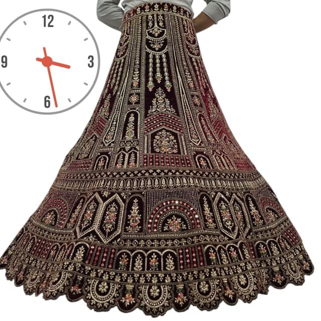 Maroon, Gold, Pink, Green Lehenga