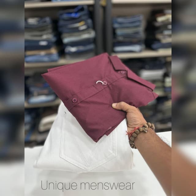 Maroon and White Shirt and Jeans