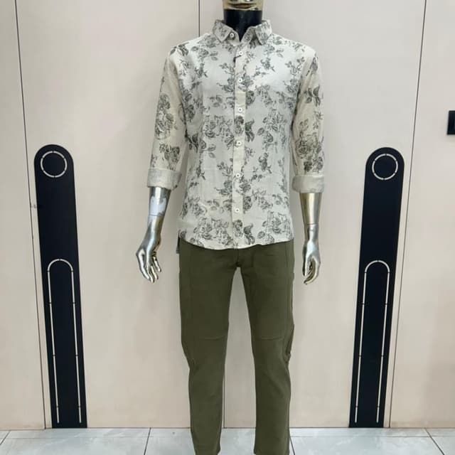 Off-white, olive green, and black Shirt