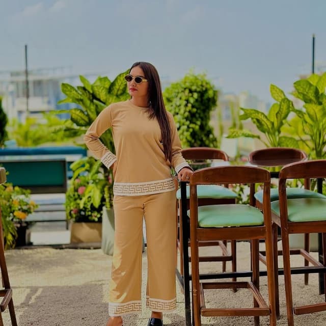 Tan and White Tracksuit