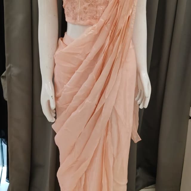 Pale Peach Saree