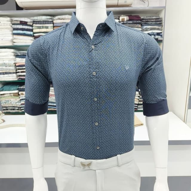 Blue, gray, and green Shirt