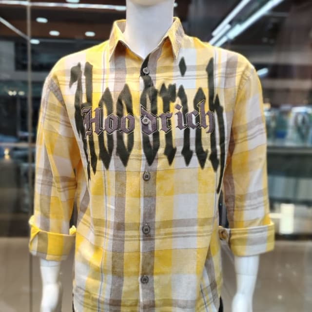 Yellow, Gray, White, Brown Shirt