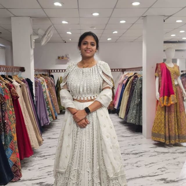 Ivory and Silver Lehenga Choli