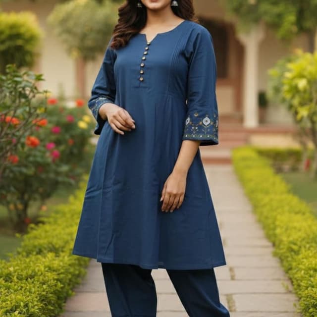 Teal Blue Kurta with Pants
