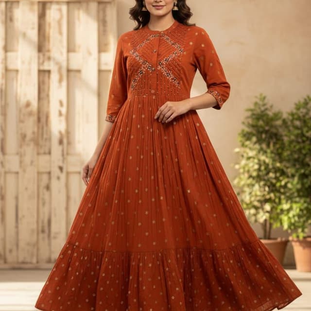 Terracotta with gold accents Dress