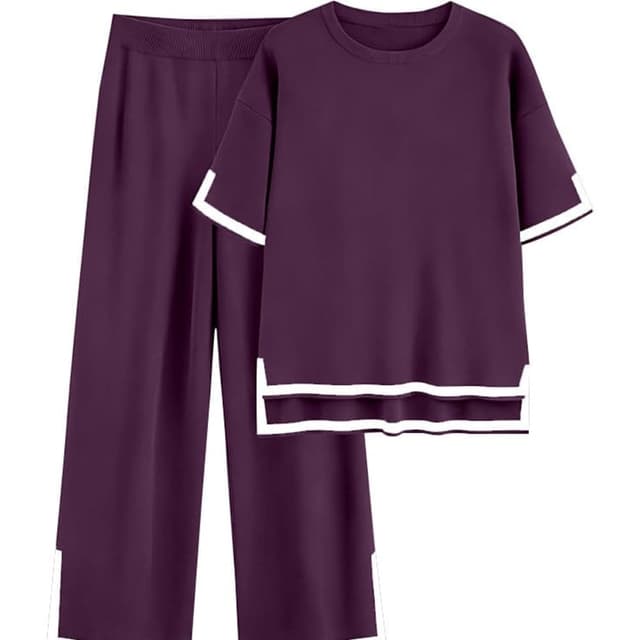 Burgundy and White Loungewear Set