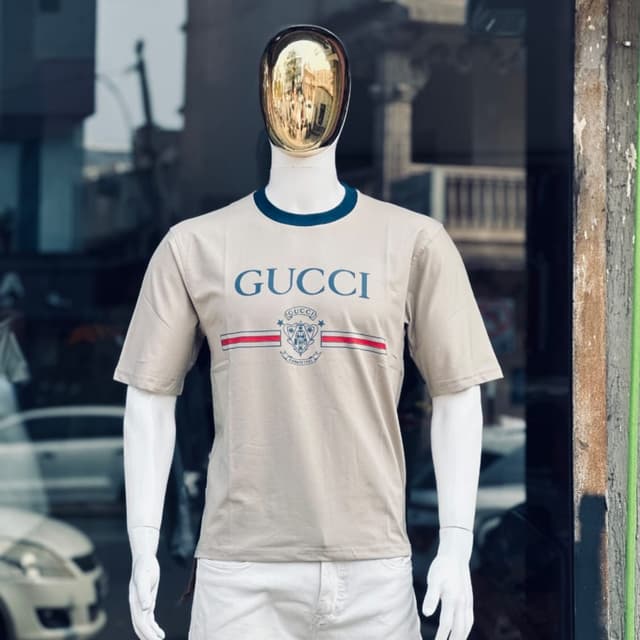 Beige, Navy Blue, Red T-Shirt