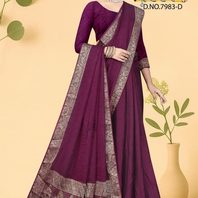 Purple and Silver Saree