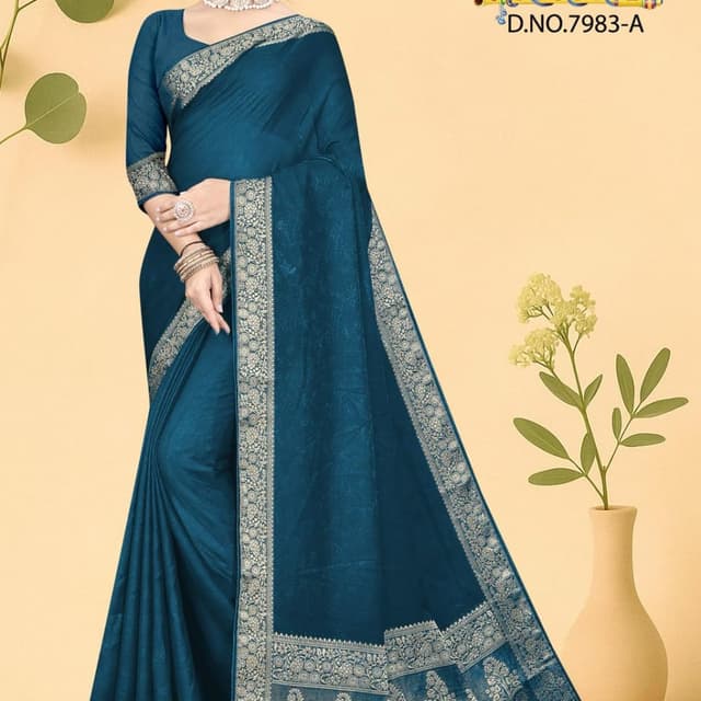 Teal and Silver Saree