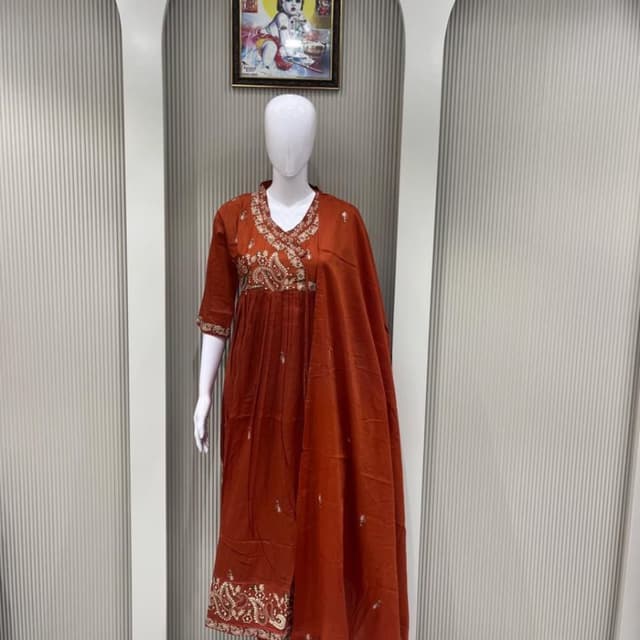 Terracotta and Gold Salwar Kameez with Dupatta