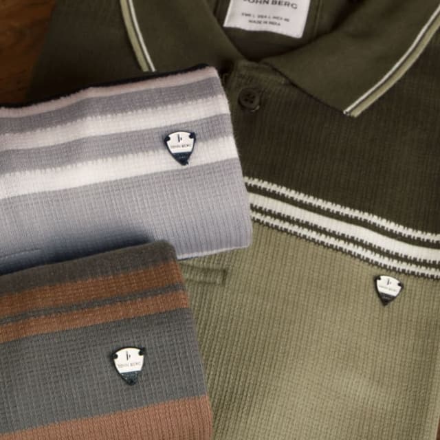 Olive green, brown, gray, and white Polo shirt