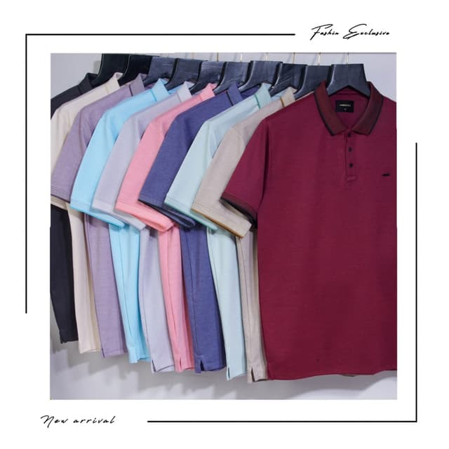 Variety of colors including black, off-white, lavender, light blue, pink, navy, beige and maroon. Polo Shirt