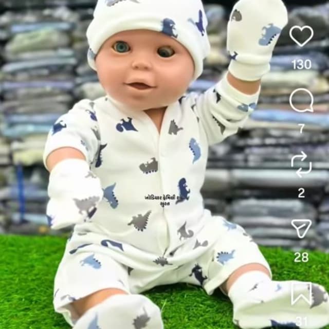White, Blue, Gray Baby Outfit Set