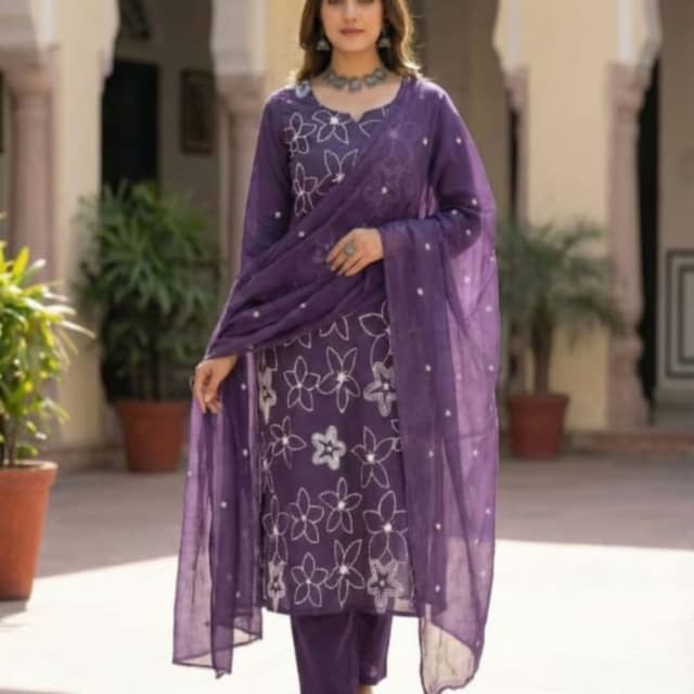 Purple and White Salwar Suit
