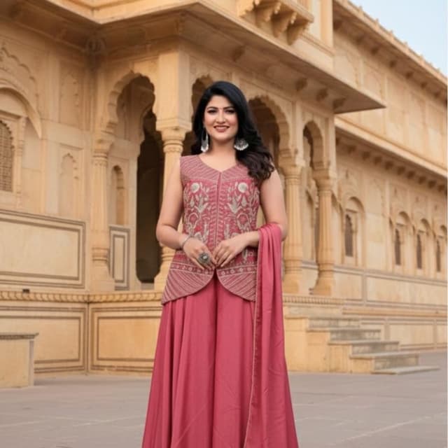 Mauve, Gold Anarkali Suit