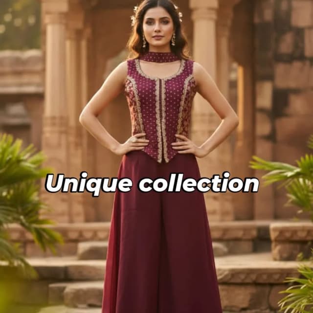 Burgundy, Gold Palazzo Suit