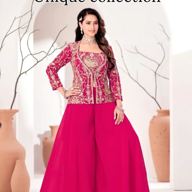 Magenta, Gold Palazzo Suit