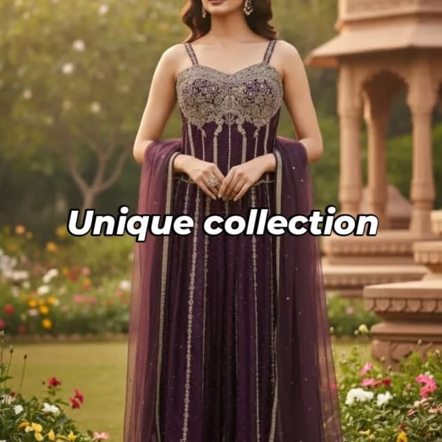 Deep Purple and Silver Anarkali Suit with Dupatta