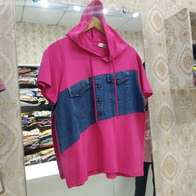Pink and Blue Hoodie T-shirt