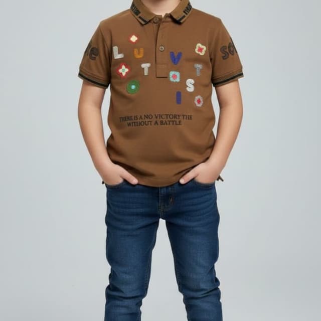 Brown, Blue, Multicolor Polo Shirt, Jeans