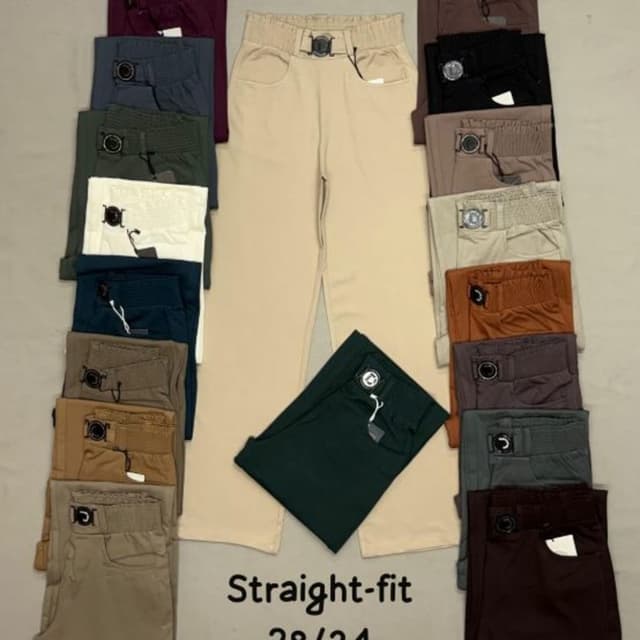 Various shades including beige, dark green, black, brown, and others Pants