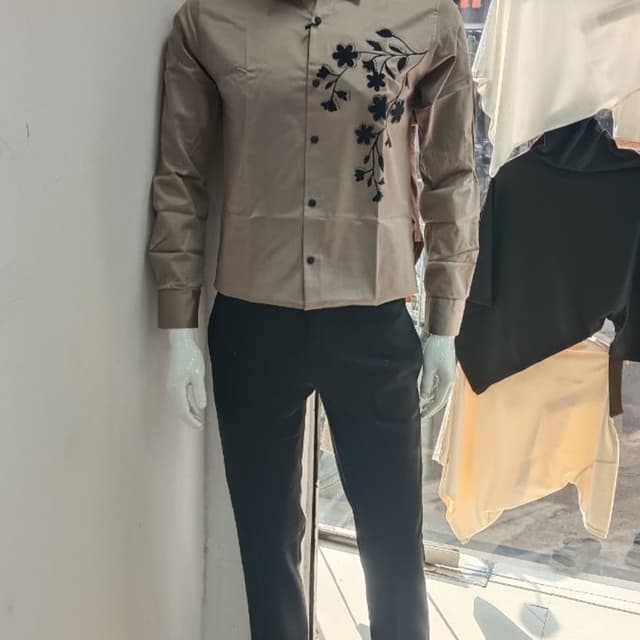 Tan and Black Shirt and Pants