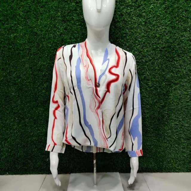 White, Red, Blue, Black, Beige Blouse